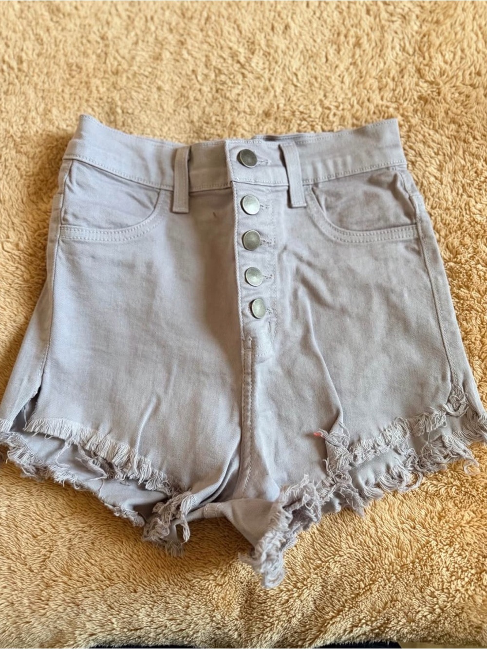 Fashion Nova High-Waist Button-Front Shorts in Light Lavender